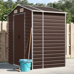 vidaXL Trädgårdsskjul brun 191x130x198 cm galvaniserat stål