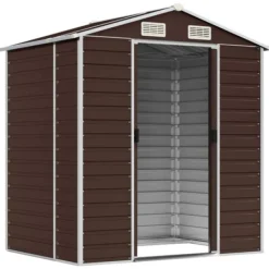 vidaXL Trädgårdsskjul brun 191x130x198 cm galvaniserat stål