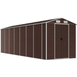 vidaXL Trädgårdsskjul brun 191x640x198 cm galvaniserat stål