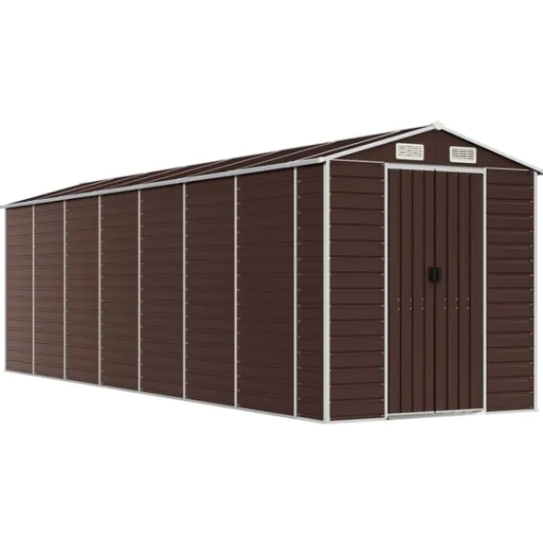 vidaXL Trädgårdsskjul brun 191x640x198 cm galvaniserat stål