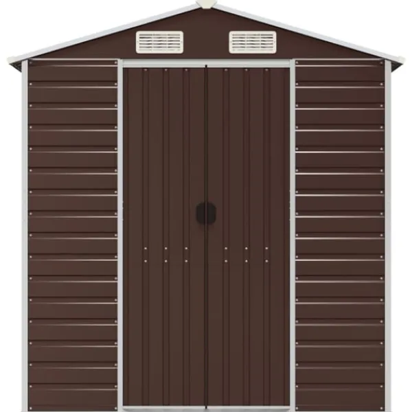 vidaXL Trädgårdsskjul brun 191x640x198 cm galvaniserat stål