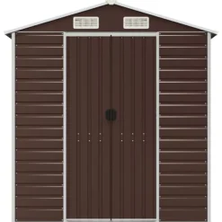 vidaXL Trädgårdsskjul brun 191x300x198 cm galvaniserat stål