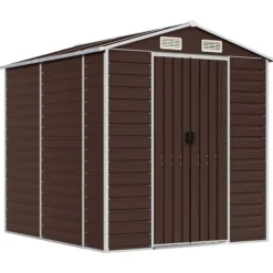 Clearance Trädgårdsskjul brun 191x215x198 cm galvaniserat stål Skjul, Garage & Carports