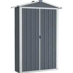 Trädgårdsskjul grå 116x45x175 cm galvaniserat stål - Trädgårdsbord - Trädgårdsskjul - Home & Living Skjul, Garage & Carports