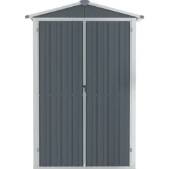 Trädgårdsskjul grå 116x45x175 cm galvaniserat stål - Trädgårdsbord - Trädgårdsskjul - Home & Living Skjul, Garage & Carports