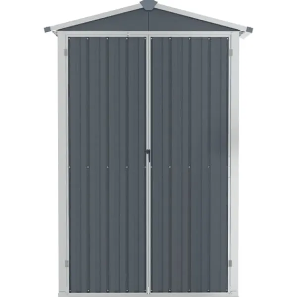 Trädgårdsskjul grå 116x45x175 cm galvaniserat stål - Trädgårdsbord - Trädgårdsskjul - Home & Living Skjul, Garage & Carports