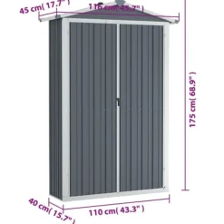 Trädgårdsskjul grå 116x45x175 cm galvaniserat stål - Trädgårdsbord - Trädgårdsskjul - Home & Living Skjul, Garage & Carports