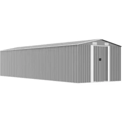 Sale Trädgårdsskjul grå 257x990x181 cm galvaniserat stål Skjul, Garage & Carports