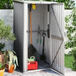 Best Trädgårdsskjul grå 118,5x97x209,5 cm galvaniserat stål Skjul, Garage & Carports
