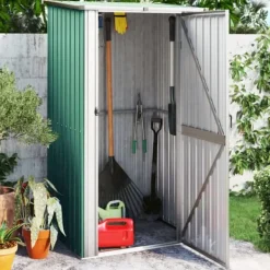 Trädgårdsskjul grön 118,5x97x209,5 cm galvaniserat stål Skjul, Garage & Carports