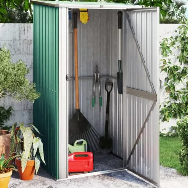 Trädgårdsskjul grön 118,5x97x209,5 cm galvaniserat stål Skjul, Garage & Carports