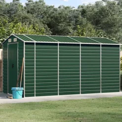 Online Trädgårdsskjul grön 191x385x198 cm galvaniserat stål Skjul, Garage & Carports