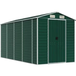 Online Trädgårdsskjul grön 191x385x198 cm galvaniserat stål Skjul, Garage & Carports