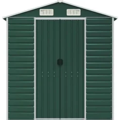 vidaXL Trädgårdsskjul grön 191x980x198 cm galvaniserat stål