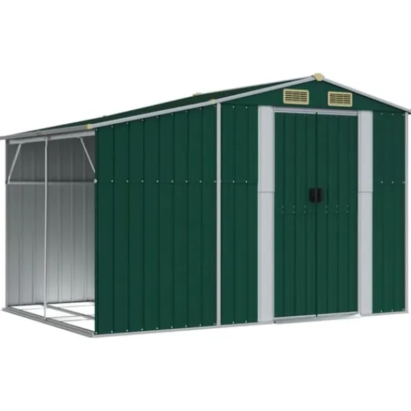 Hot Trädgårdsskjul grön 277x192,5x179 cm galvaniserat stål Skjul, Garage & Carports
