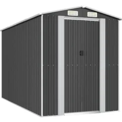 Hot Trädgårdsskjul i antracit - Utomhusförvaring av redskap | Färg: Antracit | Storlek: 192x357x223 cm Skjul, Garage & Carports