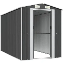 Hot Trädgårdsskjul i antracit - Utomhusförvaring av redskap | Färg: Antracit | Storlek: 192x357x223 cm Skjul, Garage & Carports