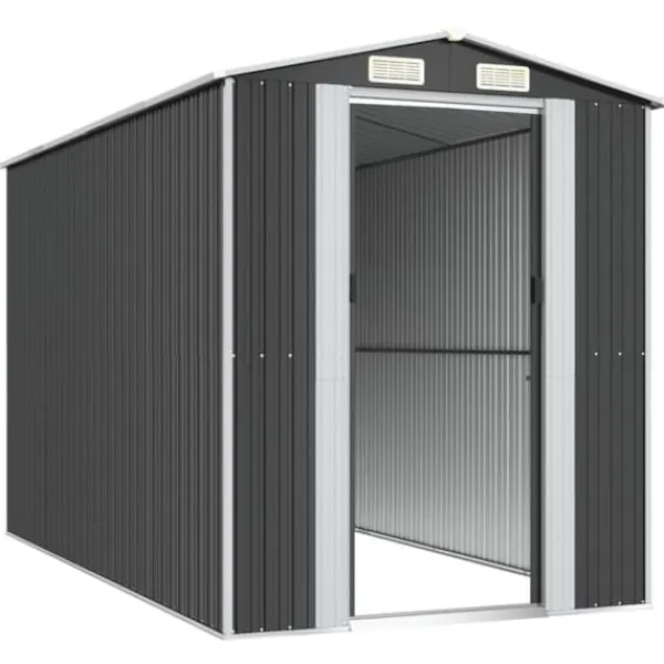 Hot Trädgårdsskjul i antracit - Utomhusförvaring av redskap | Färg: Antracit | Storlek: 192x357x223 cm Skjul, Garage & Carports