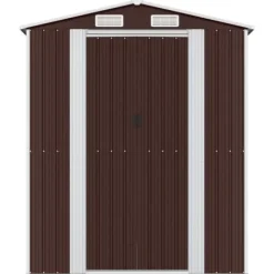 Trädgårdsskjul i galvaniserat stål - För utomhusförvaring | Färg: Mörkbrun | Storlek: 192x85x223 cm