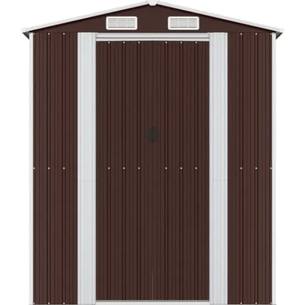 Trädgårdsskjul i galvaniserat stål - För utomhusförvaring | Färg: Mörkbrun | Storlek: 192x85x223 cm