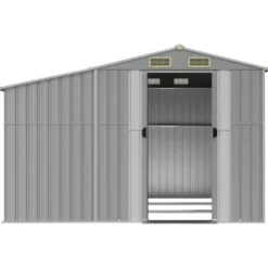 Trädgårdsskjul i galvaniserat stål - Förvaring av verktyg | Färg: Grå | Storlek: 277x279x179 cm