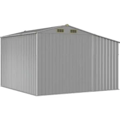 Trädgårdsskjul i galvaniserat stål - Förvaring av verktyg | Färg: Grå | Storlek: 277x279x179 cm