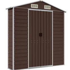 Discount Trädgårdsskjul i galvaniserat stål - Förvaringslösning | Färg: Brun | Storlek: 191x725x198 cm Skjul, Garage & Carports