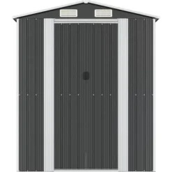 Trädgårdsskjul i galvaniserat stål - Utomhusförvaring | Färg: Antracit | Storlek: 192x523x223 cm