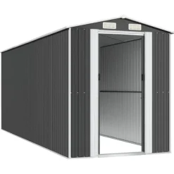 Trädgårdsskjul i galvaniserat stål - Utomhusförvaring | Färg: Antracit | Storlek: 192x523x223 cm