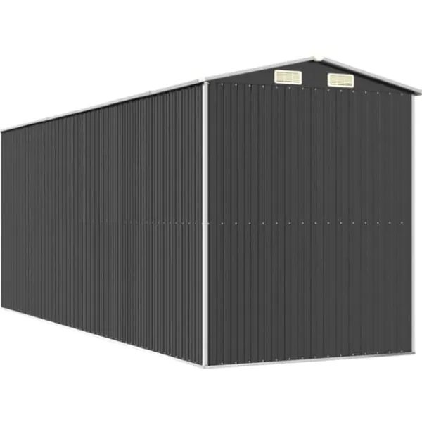 Trädgårdsskjul i galvaniserat stål - Utomhusförvaring | Färg: Antracit | Storlek: 192x523x223 cm
