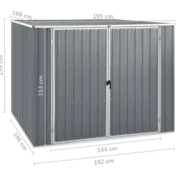 Trädgårdsskjul i galvaniserat stål - Förvaringslösning för verktyg | Färg: Grå | Storlek: 195x198x159 cm