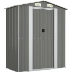 Online Trädgårdsskjul i galvaniserat stål - Utomhusförvaring för redskap | Färg: Ljusgrå | Storlek: 192x108x223 cm Skjul, Garage & Carports