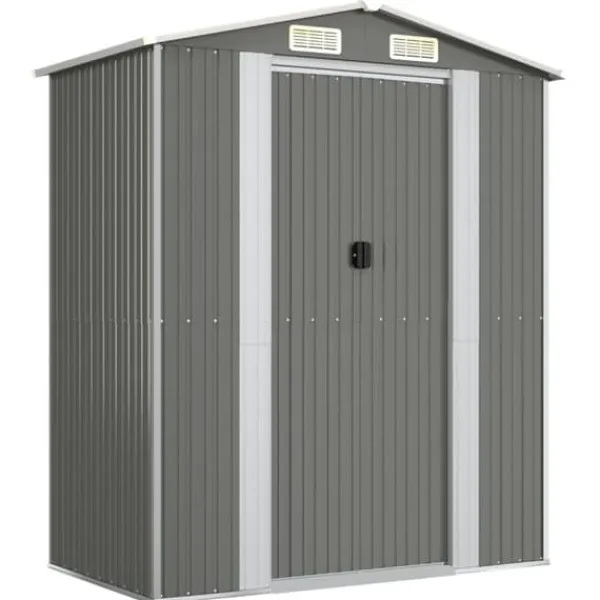 Online Trädgårdsskjul i galvaniserat stål - Utomhusförvaring för redskap | Färg: Ljusgrå | Storlek: 192x108x223 cm Skjul, Garage & Carports