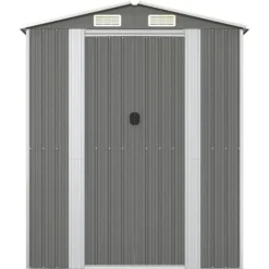 Online Trädgårdsskjul i galvaniserat stål - Utomhusförvaring för redskap | Färg: Ljusgrå | Storlek: 192x108x223 cm Skjul, Garage & Carports
