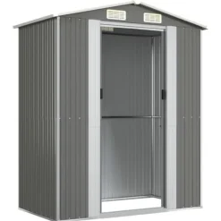 Online Trädgårdsskjul i galvaniserat stål - Utomhusförvaring för redskap | Färg: Ljusgrå | Storlek: 192x108x223 cm Skjul, Garage & Carports
