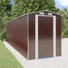 Hot Trädgårdsskjul i galvaniserat stål för redskap och utomhusförvaring | Färg: Mörkbrun | Storlek: 192x689x223 cm Skjul, Garage & Carports