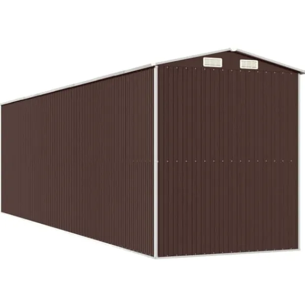 Hot Trädgårdsskjul i galvaniserat stål för redskap och utomhusförvaring | Färg: Mörkbrun | Storlek: 192x689x223 cm Skjul, Garage & Carports