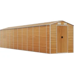 Trädgårdsskjul i galvaniserat stål - Ljusbrun för utomhusförvaring | Storlek: 191x89.5x198 cm