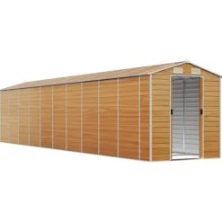 Trädgårdsskjul i galvaniserat stål - Ljusbrun för utomhusförvaring | Storlek: 191x89.5x198 cm