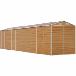 Trädgårdsskjul i galvaniserat stål - Ljusbrun för utomhusförvaring | Storlek: 191x89.5x198 cm