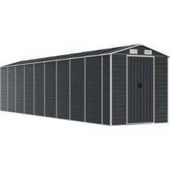 Sale Trädgårdsskjul i galvaniserat stål - Praktisk förvaring för verktyg | Färg: Antracit | Storlek: 191x810x198 cm Skjul, Garage & Carports