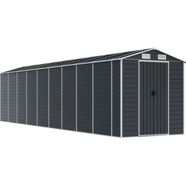 Sale Trädgårdsskjul i galvaniserat stål - Praktisk förvaring för verktyg | Färg: Antracit | Storlek: 191x810x198 cm Skjul, Garage & Carports