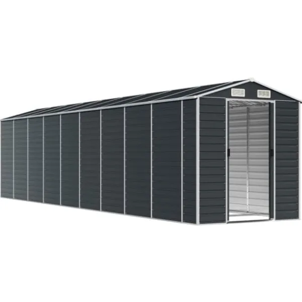 Sale Trädgårdsskjul i galvaniserat stål - Praktisk förvaring för verktyg | Färg: Antracit | Storlek: 191x810x198 cm Skjul, Garage & Carports