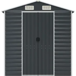 Sale Trädgårdsskjul i galvaniserat stål - Praktisk förvaring för verktyg | Färg: Antracit | Storlek: 191x810x198 cm Skjul, Garage & Carports