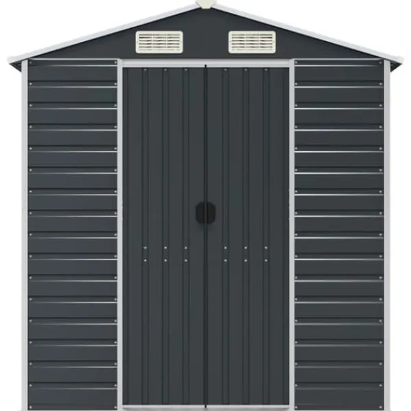 Sale Trädgårdsskjul i galvaniserat stål - Praktisk förvaring för verktyg | Färg: Antracit | Storlek: 191x810x198 cm Skjul, Garage & Carports