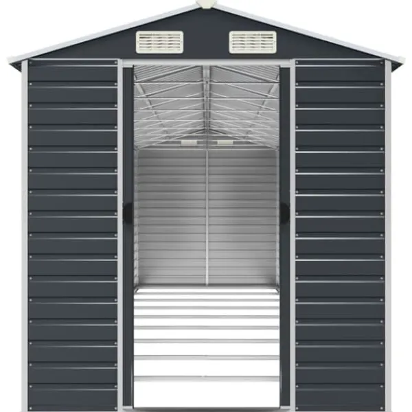 Sale Trädgårdsskjul i galvaniserat stål - Praktisk förvaring för verktyg | Färg: Antracit | Storlek: 191x810x198 cm Skjul, Garage & Carports