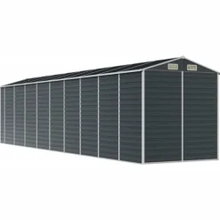 Sale Trädgårdsskjul i galvaniserat stål - Praktisk förvaring för verktyg | Färg: Antracit | Storlek: 191x810x198 cm Skjul, Garage & Carports