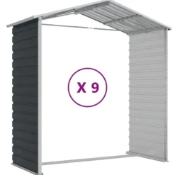 Sale Trädgårdsskjul i galvaniserat stål - Praktisk förvaring för verktyg | Färg: Antracit | Storlek: 191x810x198 cm Skjul, Garage & Carports