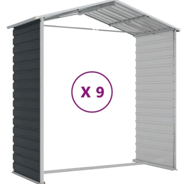 Sale Trädgårdsskjul i galvaniserat stål - Praktisk förvaring för verktyg | Färg: Antracit | Storlek: 191x810x198 cm Skjul, Garage & Carports