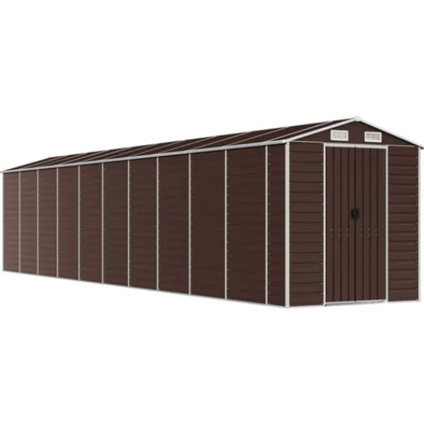 Sale Trädgårdsskjul i galvaniserat stål för utomhusförvaring | Färg: Brun | Storlek: 191x89.5x198 cm Skjul, Garage & Carports